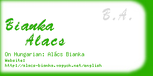 bianka alacs business card